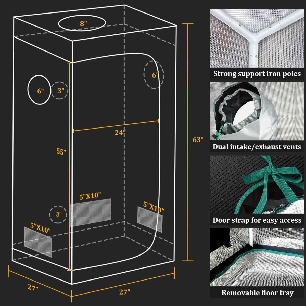 SPECIAL OFFER: AI Grow 2024 150W ACE-150 LED GROW LIGHT + 2.3'X2.3'(70X70CM) INDOOR COMPLETE GROW TENT KITS