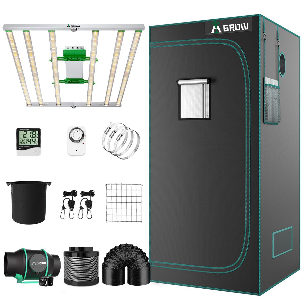 AI Grow 2024 480W ASP480 SAMSUNG LED GROW LIGHT + 4'X4' (120X120X200CM) COMPLETE GROW TENT KITS