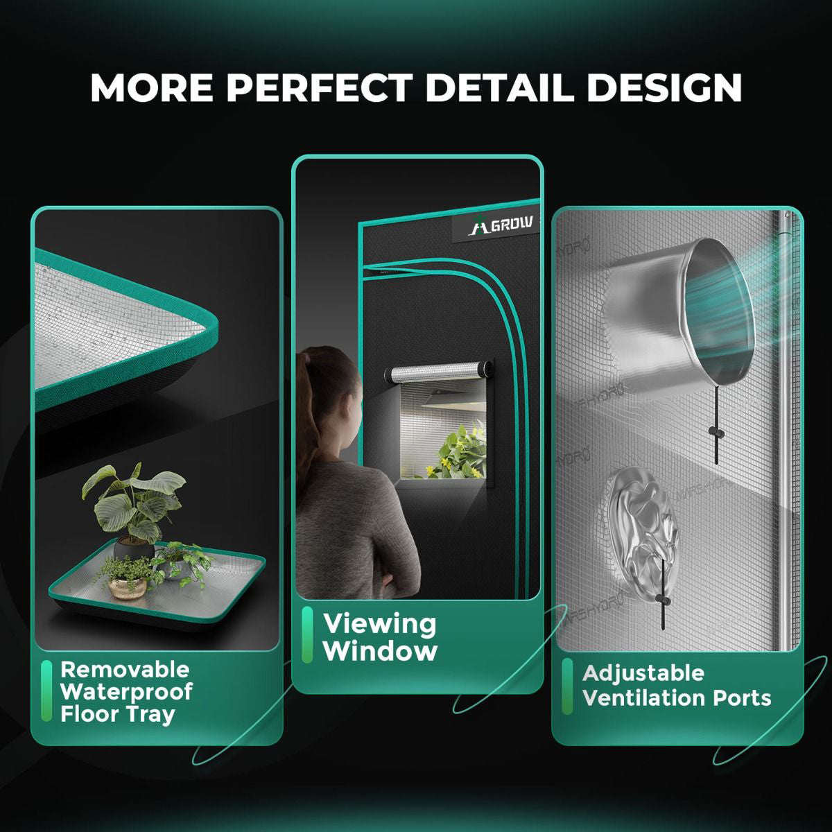 AI Grow 2024 480W ASP480 SAMSUNG LED GROW LIGHT + 4'X4' GROW TENT KITS + 6” IFRESH FULL FAN KITS